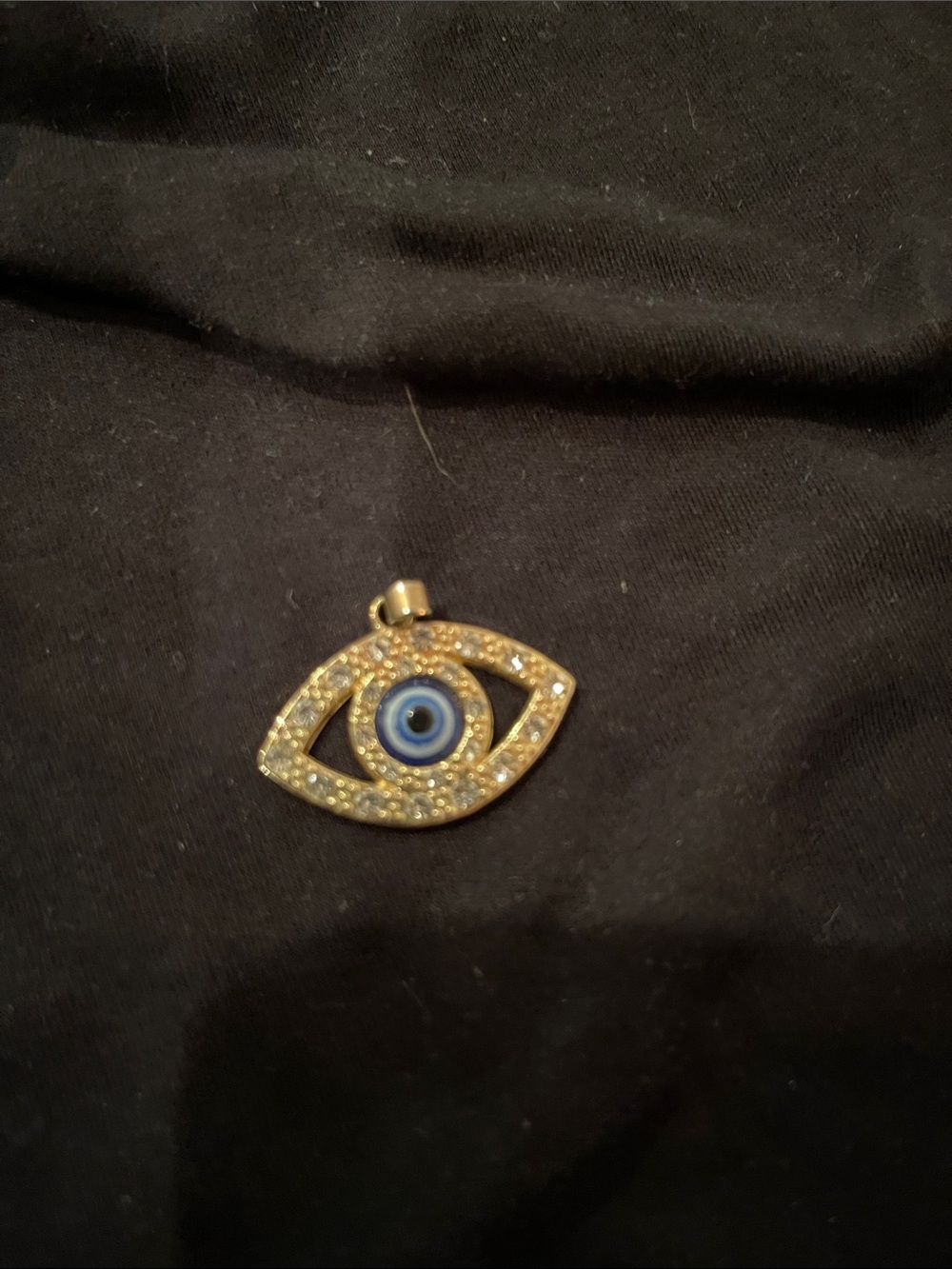 Gold Evil Eye Pendant with Blue Center
